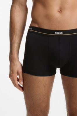 F&uuml;nferpack eng anliegende Boxershorts mit kurzem Bein aus Stretch-Baumwolle mit Logos am Bund, Schwarz