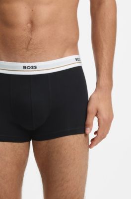 Five-pack of stretch-cotton trunks with logo waistbands, Black