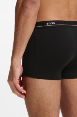 Five-pack of stretch-cotton trunks with logo waistbands, Black