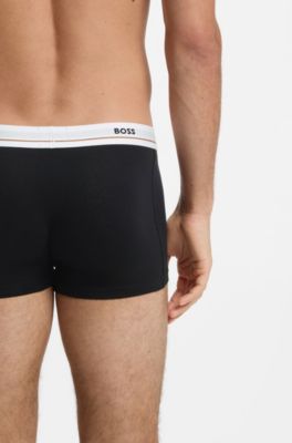 Five-pack of stretch-cotton trunks with logo waistbands, Black
