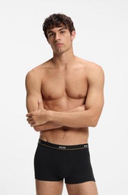 Five-pack of stretch-cotton trunks with logo waistbands, Black