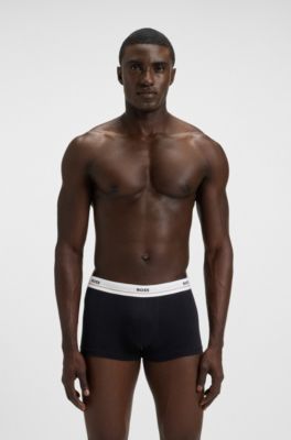 Five-pack of stretch-cotton trunks with logo waistbands, Black