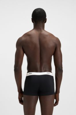 Five-pack of stretch-cotton trunks with logo waistbands, Black