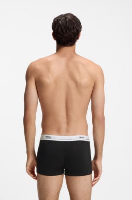 Five-pack of stretch-cotton trunks with logo waistbands, Black