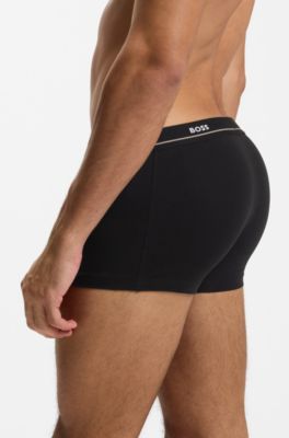 F&uuml;nferpack eng anliegende Boxershorts mit kurzem Bein aus Stretch-Baumwolle mit Logos am Bund, Schwarz / Wei&szlig; / Blau