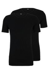 Two-pack of stretch-cotton underwear T-shirts with logo, Black