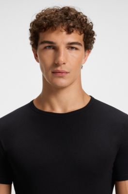 Two-pack of stretch-cotton underwear T-shirts with logo, Black