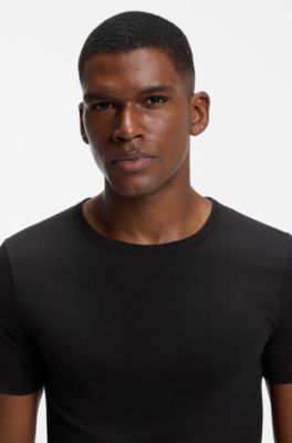 Two-pack of underwear T-shirts in stretch cotton, Black