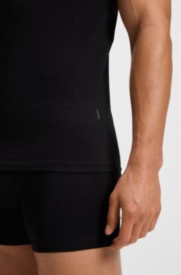 Two-pack of stretch-cotton underwear T-shirts with logo, Black