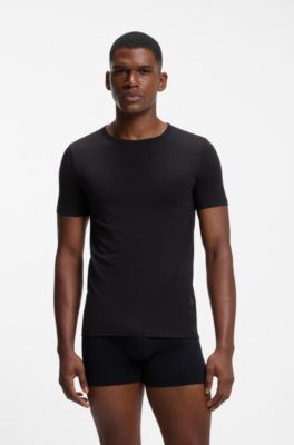 Two-pack of underwear T-shirts in stretch cotton, Black