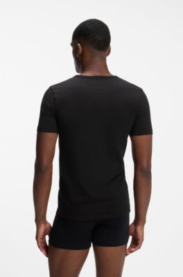 Two-pack of underwear T-shirts in stretch cotton, Black