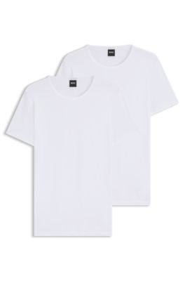 Two-pack of stretch-cotton underwear T-shirts with logo, White