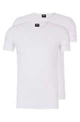 Two-pack of stretch-cotton underwear T-shirts with logo, White