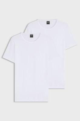 Two-pack of stretch-cotton underwear T-shirts with logo, White