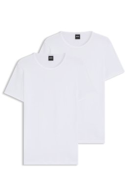 Boss Uomo Bianco Magliette Intime In Cotone Elasticizzato In Confezione Da Due