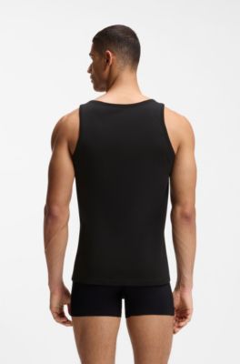 Three-pack of cotton underwear vests with embroidered logos, Black