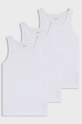 Lot de trois d&eacute;bardeurs en coton &agrave; logos brod&eacute;s, Blanc