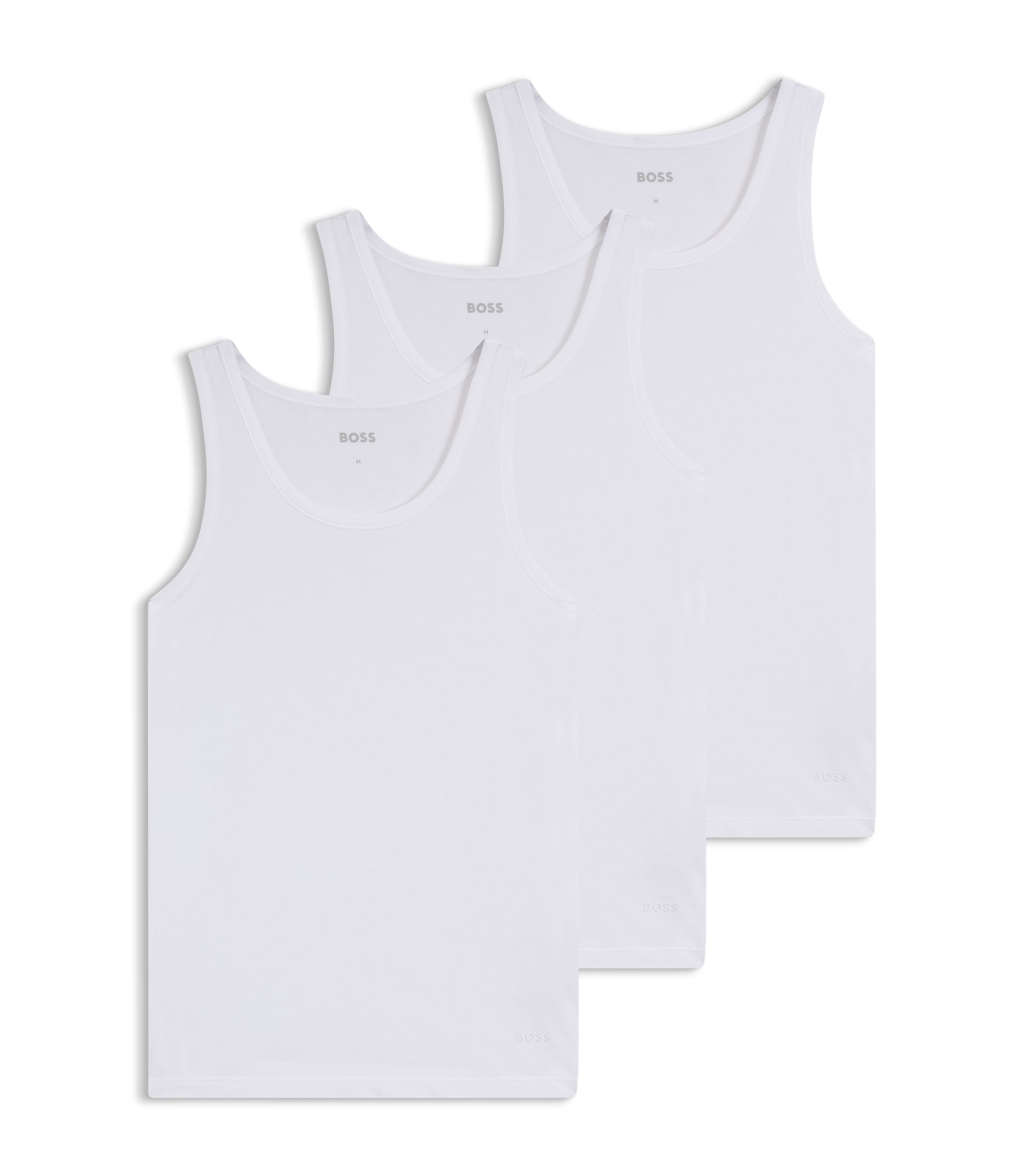 Dreierpack Unterhemden aus Baumwolle mit Logo-Stickerei
