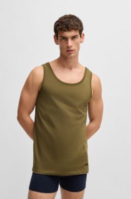 Lot De 2 Débardeurs BOSS Homme – Coton Stretch, Logo Imprimé, Coupe Ajustée, Col Rond