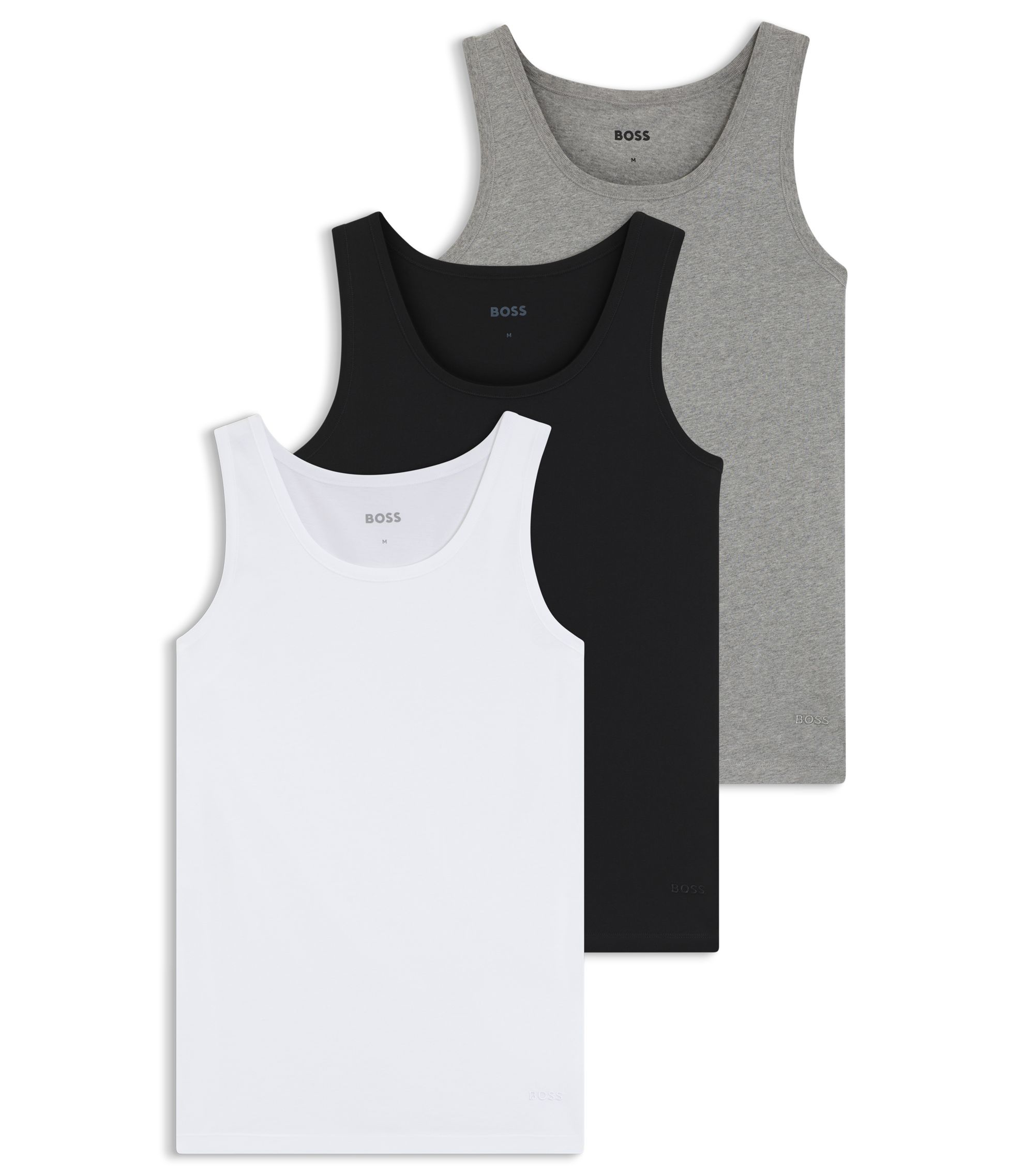 Dreierpack Unterhemden aus Baumwolle mit Logo-Stickerei