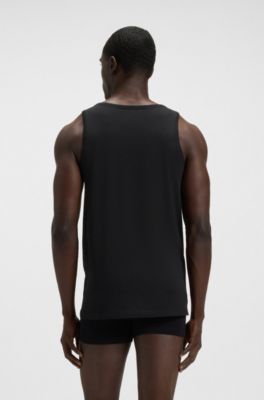 Three-pack of cotton underwear vests with embroidered logos, White / Grey / Black