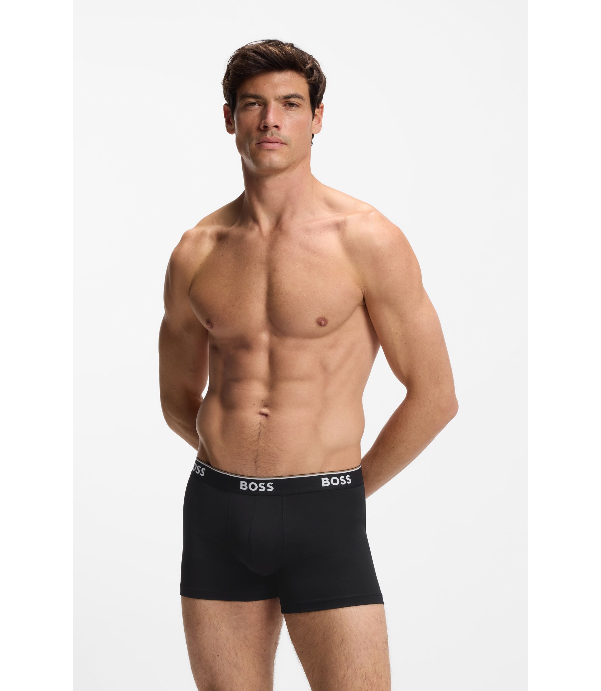 BOSS - ボクサーパンツ3枚セット ストレッチコットン ロゴ - ブラック