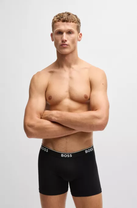 Three-pack of stretch-cotton boxer briefs with logos