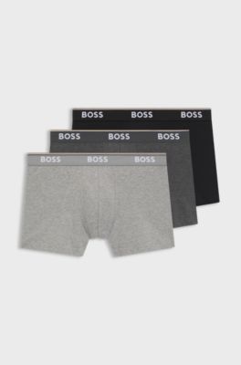 Dreierpack eng anliegende Boxershorts aus Stretch-Baumwolle, Schwarz / Grau