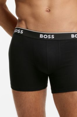 Dreierpack eng anliegende Boxershorts aus Stretch-Baumwolle, Schwarz / Grau