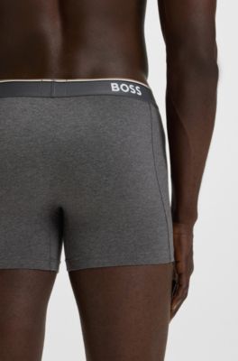 Boxer in cotone elasticizzato con logo in confezione da tre, Nero / Grigio