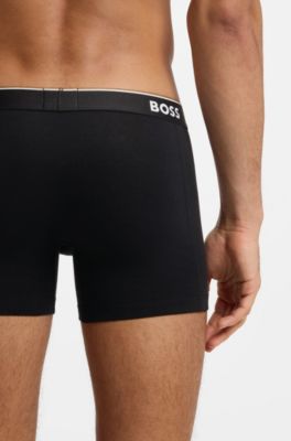 Dreierpack eng anliegende Boxershorts aus Stretch-Baumwolle, Schwarz / Grau