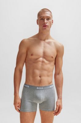 Hugo Boss Mens 3-Pair 100% Cotton Boxer Shorts BM Underwear 2X Large, Grey Assorted 