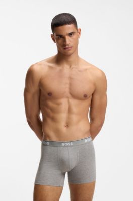Dreierpack eng anliegende Boxershorts aus Stretch-Baumwolle, Schwarz / Grau