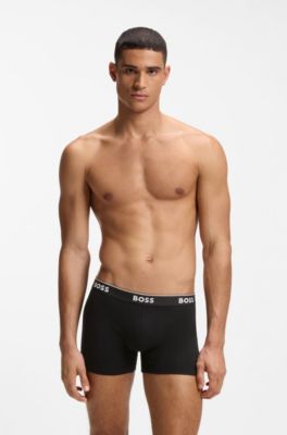 Dreierpack eng anliegende Boxershorts aus Stretch-Baumwolle, Schwarz / Grau