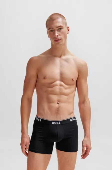 Three-pack of stretch-cotton boxer briefs with logos