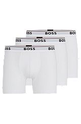 Three-pack of stretch-cotton boxer briefs with logos, White