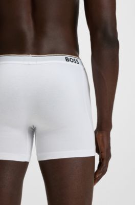 Boxer in cotone elasticizzato con logo in confezione da tre, Bianco