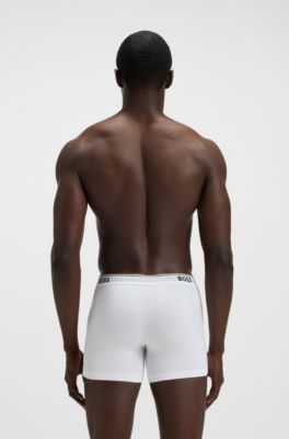 Boxer in cotone elasticizzato con logo in confezione da tre, Bianco