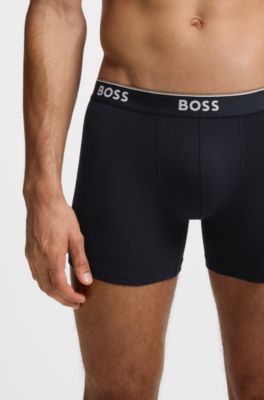 Three-pack of boxer briefs in stretch cotton, Dark Blue