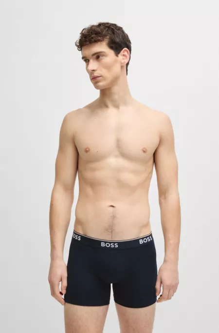 Three-pack of stretch-cotton boxer briefs with logos