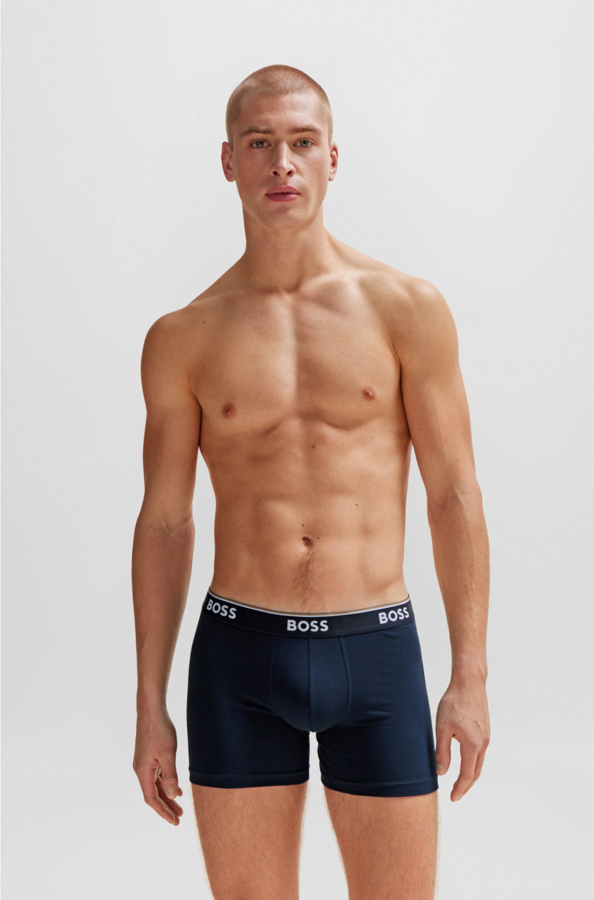 BOSS - briefs stretch-cotton logos Three-pack of boxer with