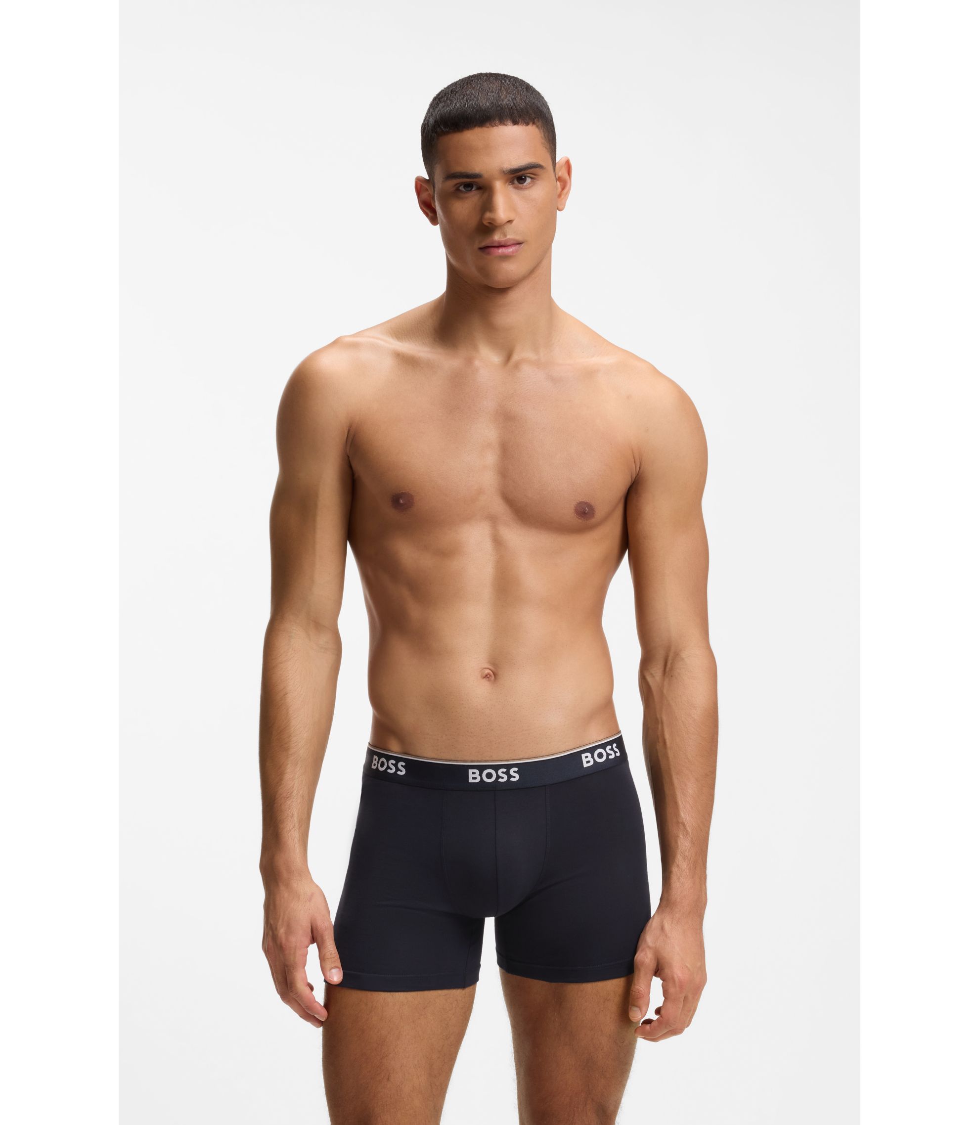 Lot De 3 Slips BOSS CO/EL Open Blue – Taille XL – Coton Stretch Confort & Élégance – Sous-Vêtements Homme