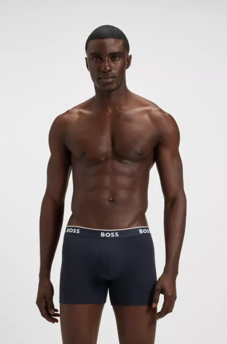 Three-pack of stretch-cotton boxer briefs with logos