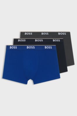 Three-pack of boxer briefs in stretch cotton, Blue / Grey