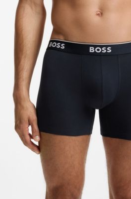 Three-pack of boxer briefs in stretch cotton, Blue / Grey