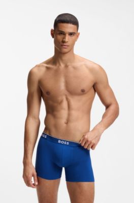 Three-pack of boxer briefs in stretch cotton, Blue / Grey