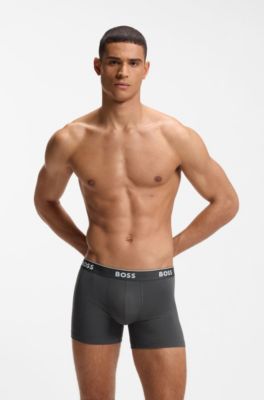 Three-pack of boxer briefs in stretch cotton, Blue / Grey