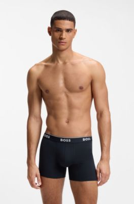 Three-pack of boxer briefs in stretch cotton, Blue / Grey