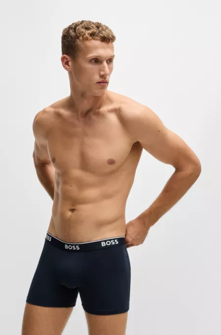 Three-pack of stretch-cotton boxer briefs with logos