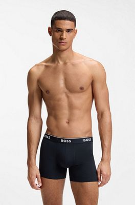 BOSS - Three-pack of stretch-cotton boxer briefs with logos